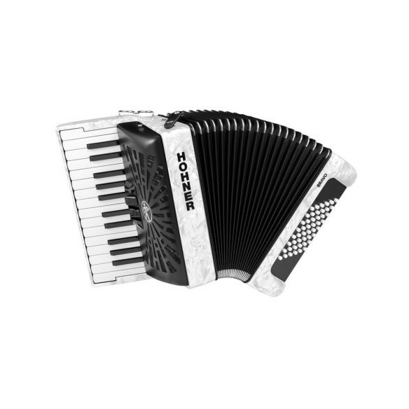 Hohner BRAVO II 48 Blanco A16512 Acordeón de piano Cromático Hohner BRAVO II 48 Blanco A16512 Acordeón de piano Cromático