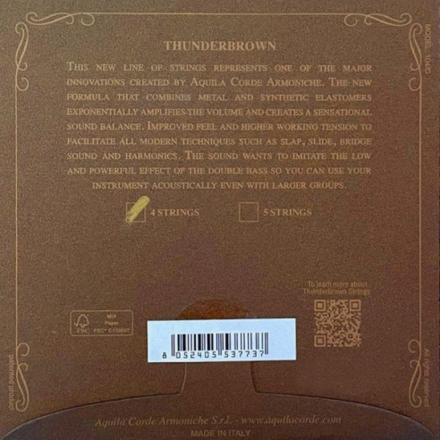 Aquila Juego Cuerdas Ukelele Bajo Thunderbrown (18-21) 165-U