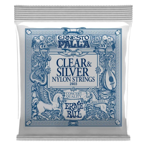 Juego de cuerdas para Guitarra Clásica Ernie Ball Ernesto Palla 2403 Clear & Silver de tensión media