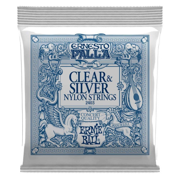 Juego de cuerdas para Guitarra Clásica Ernie Ball Ernesto Palla 2403 Clear & Silver de tensión media