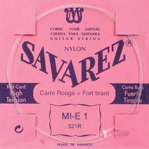 Cuerda para Guitarra Clásica Savarez Carta Roja 1ª (MI) 521R Tensión Normal-Alta de nylon transparente.