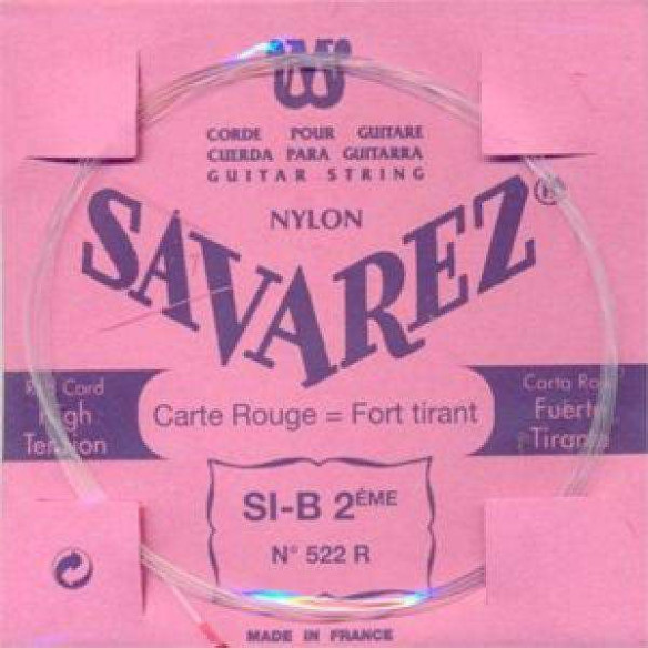 Cuerda para Guitarra Clásica Savarez Carta Roja 2ª (SI) 522R Tensión Normal-Alta de nylon transparente.