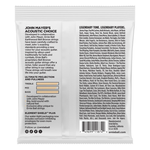 Ernie Ball EB2350 Juego Acústica Earthwood Bell Bronze 10-50