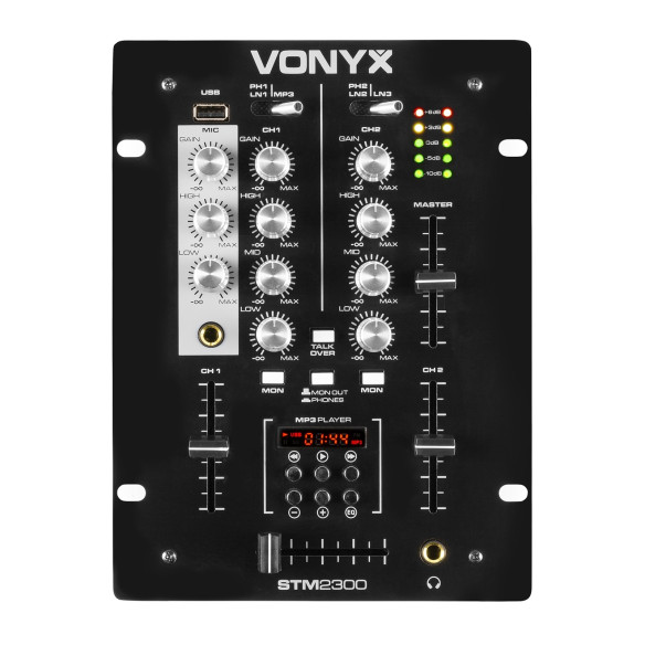 Vonyx STM2300 Mezclador DJ de 2 canales USB/MP3
