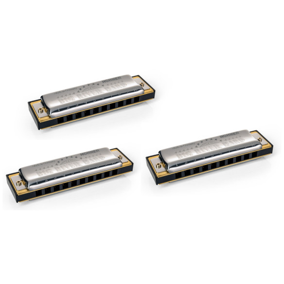 Hohner BIG RIVER Harp new pack DO,SOL,LA ( C,G,A ) Pack 3 Armónicas de Blues
