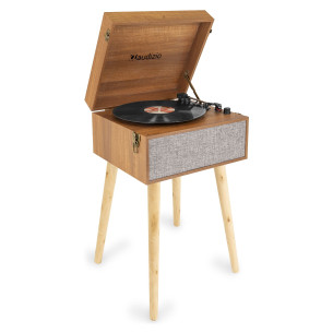 Audizio FREMONT Natural Tocadiscos retro con mueble, bluetooth y USB