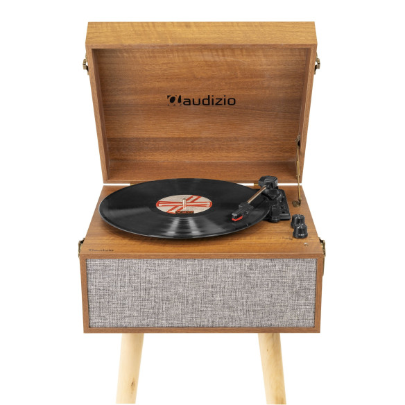 Audizio FREMONT Natural Tocadiscos retro con mueble, bluetooth y USB