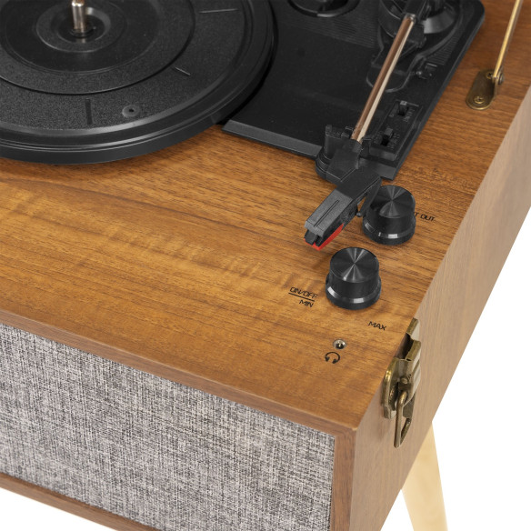 Audizio FREMONT Natural Tocadiscos retro con mueble, bluetooth y USB