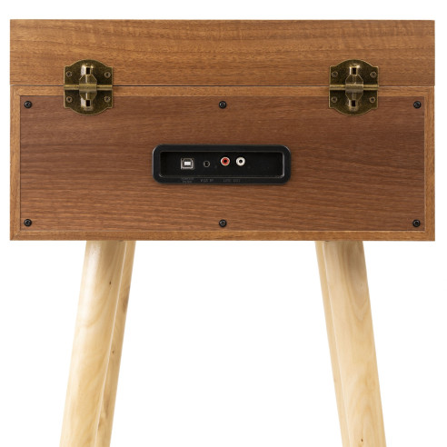 Audizio FREMONT Natural Tocadiscos retro con mueble, bluetooth y USB