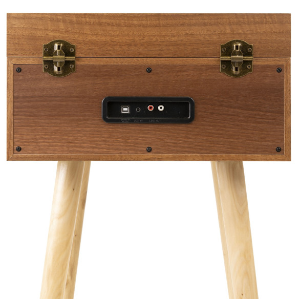 Audizio FREMONT Natural Tocadiscos retro con mueble, bluetooth y USB