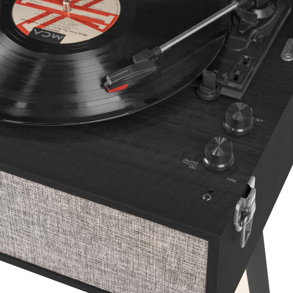 Audizio FREMONT Negro Tocadiscos retro con mueble, bluetooth y USB