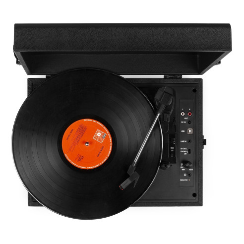 Fenton RP118B Tocadiscos vintage con entrada/salida bluetooth y USB - Negro