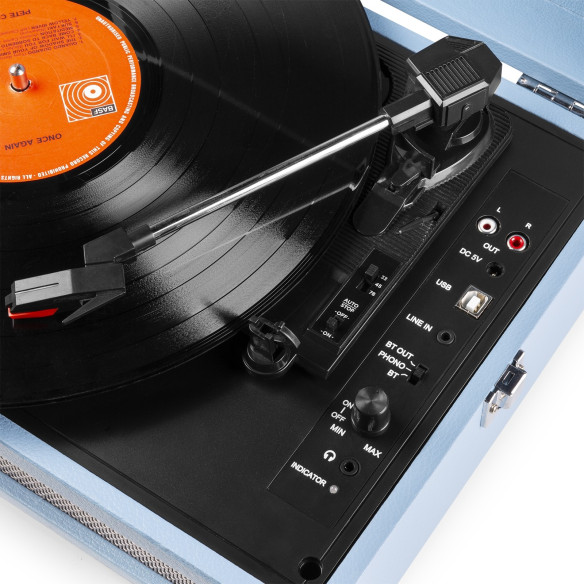 Fenton RP118E Tocadiscos vintage con entrada/salida bluetooth y USB - Azul