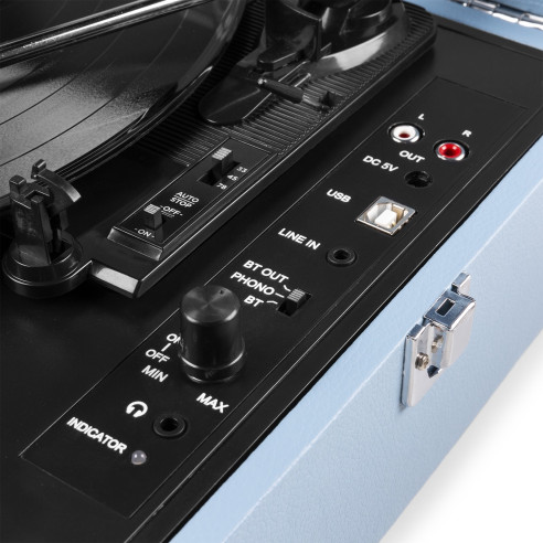 Fenton RP118E Tocadiscos vintage con entrada/salida bluetooth y USB - Azul