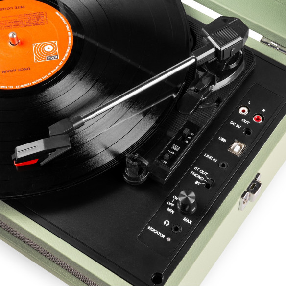 Fenton RP118C Tocadiscos vintage con entrada/salida bluetooth y USB - Verde