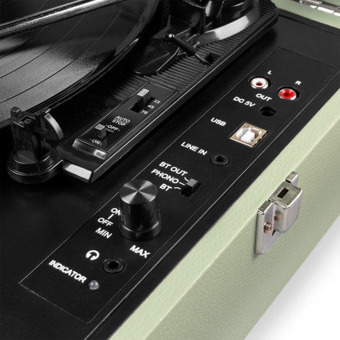 Fenton RP118C Tocadiscos vintage con entrada/salida bluetooth y USB - Verde