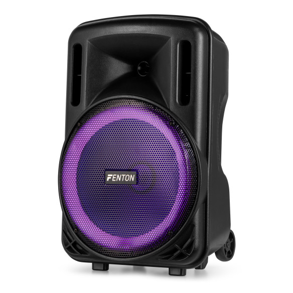 Fenton FT12LED MK2 Altavoz portátil con batería, 12" 700W, Bluetooth y Micrófono UHF