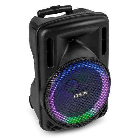 Fenton FT12LED MK2 Altavoz portátil con batería, 12" 700W, Bluetooth y Micrófono UHF
