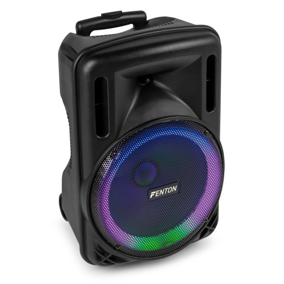 Fenton FT12LED MK2 Altavoz portátil con batería, 12" 700W, Bluetooth y Micrófono UHF