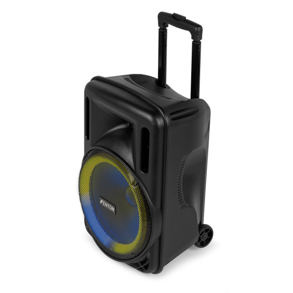 Fenton FT12LED MK2 Altavoz portátil con batería, 12" 700W, Bluetooth y Micrófono UHF