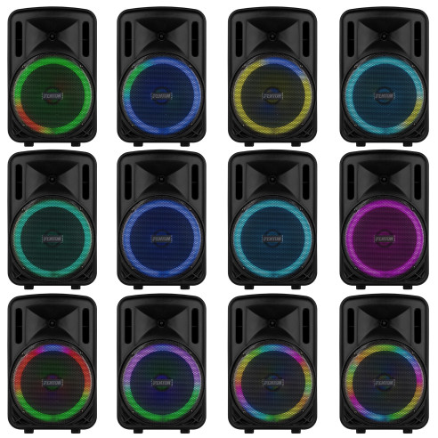 Fenton FT12LED MK2 Altavoz portátil con batería, 12" 700W, Bluetooth y Micrófono UHF