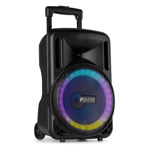 Fenton FT10LED MK2 Altavoz portátil con batería, 10" 450W, Bluetooth y Micrófono UHF