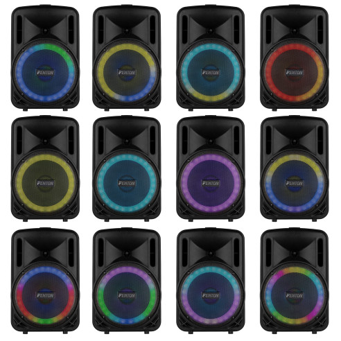 Fenton FT10LED MK2 Altavoz portátil con batería, 10" 450W, Bluetooth y Micrófono UHF