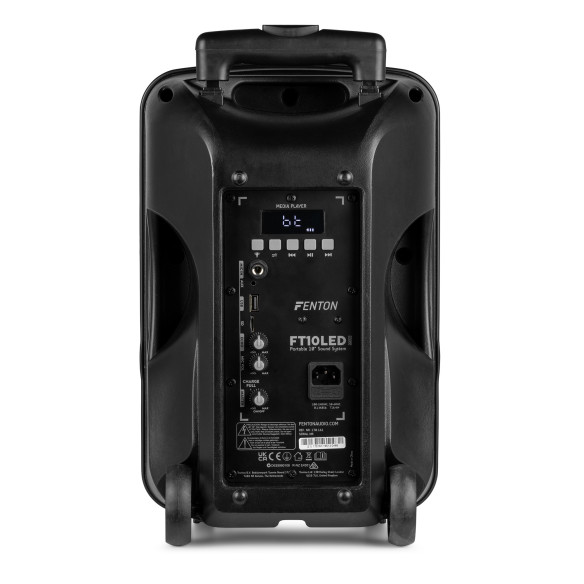 Fenton FT10LED MK2 Altavoz portátil con batería, 10" 450W, Bluetooth y Micrófono UHF