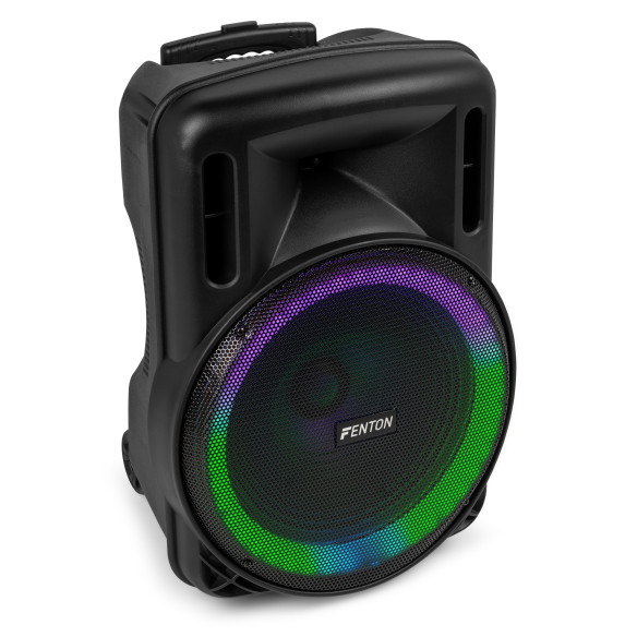 Fenton FT15LED MK2 Altavoz portátil con batería, 15" 800W, Bluetooth y Micrófono UHF