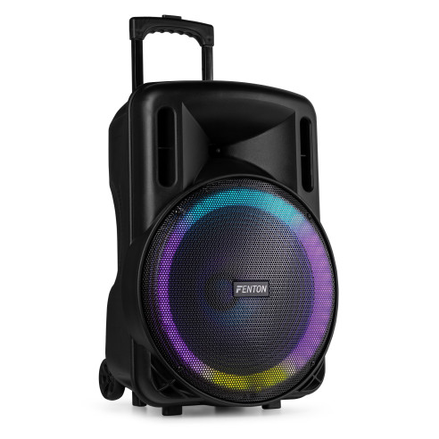 Fenton FT15LED MK2 Altavoz portátil con batería, 15" 800W, Bluetooth y Micrófono UHF