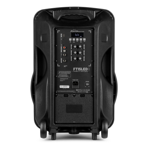 Fenton FT15LED MK2 Altavoz portátil con batería, 15" 800W, Bluetooth y Micrófono UHF