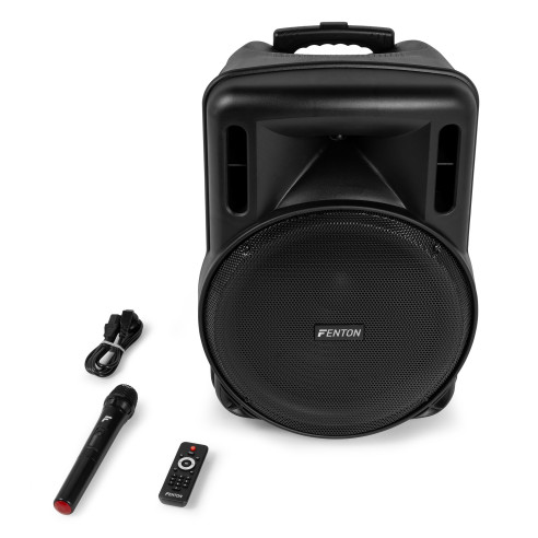 Fenton FT15LED MK2 Altavoz portátil con batería, 15" 800W, Bluetooth y Micrófono UHF
