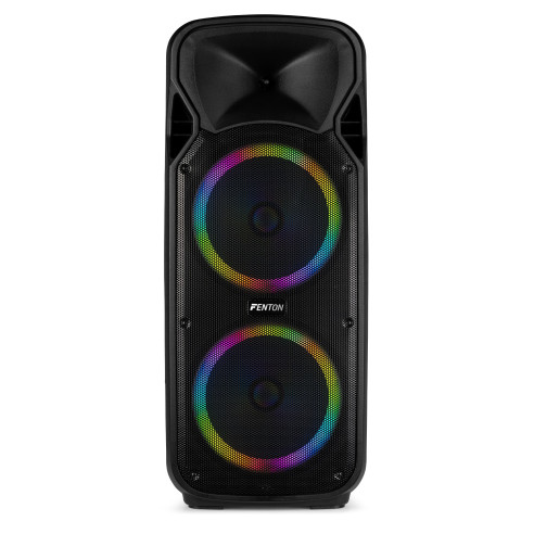 Fenton FT212LED MK2 Altavoz portátil con batería, 2x12" 1400W, Bluetooth y 2 Micrófonos UHF