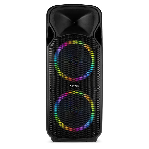 Fenton FT212LED MK2 Altavoz portátil con batería, 2x12" 1400W, Bluetooth y 2 Micrófonos UHF