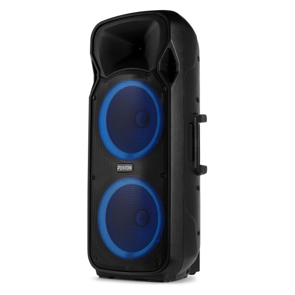 Fenton FT212LED MK2 Altavoz portátil con batería, 2x12" 1400W, Bluetooth y 2 Micrófonos UHF