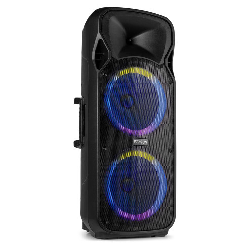 Fenton FT212LED MK2 Altavoz portátil con batería, 2x12" 1400W, Bluetooth y 2 Micrófonos UHF