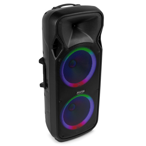 Fenton FT212LED MK2 Altavoz portátil con batería, 2x12" 1400W, Bluetooth y 2 Micrófonos UHF