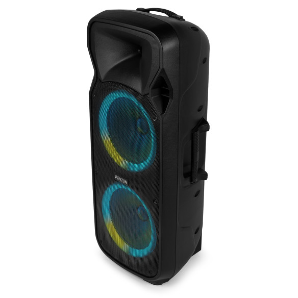 Fenton FT212LED MK2 Altavoz portátil con batería, 2x12" 1400W, Bluetooth y 2 Micrófonos UHF