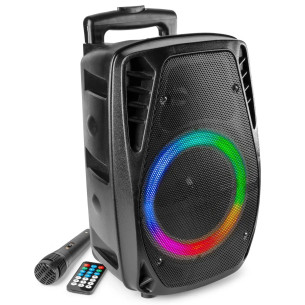 Fenton FT8LED MK2 Altavoz portátil con batería, 8" 300W, Bluetooth y Micrófono