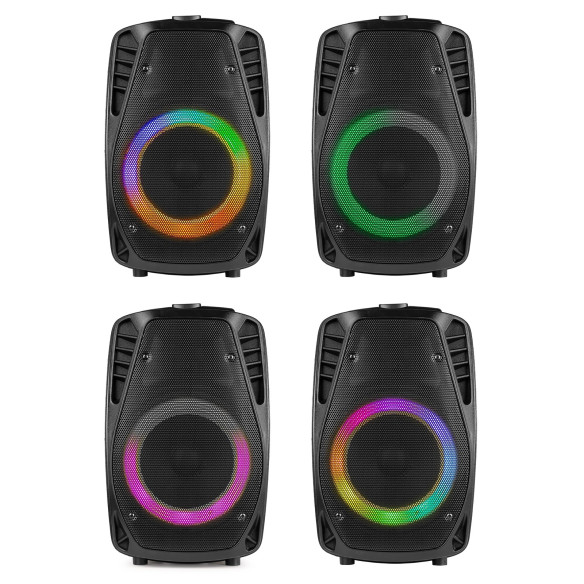Fenton FT8LED MK2 Altavoz portátil con batería, 8" 300W, Bluetooth y Micrófono
