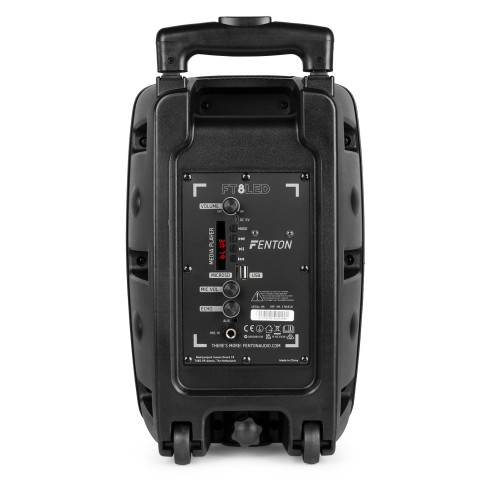 Fenton FT8LED MK2 Altavoz portátil con batería, 8" 300W, Bluetooth y Micrófono