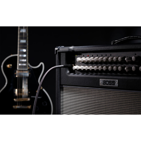 Cable de instrumento Boss Premium BIC-P18 con conectores rectos de 1/4 de pulgada y 5,5 m de longitud.