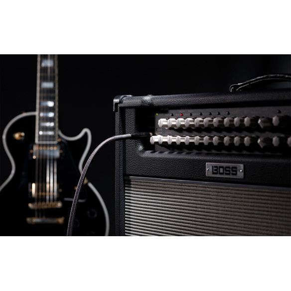 Cable de instrumento Boss Premium BIC-P18 con conectores rectos de 1/4 de pulgada y 5,5 m de longitud.