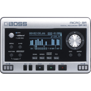 Grabador Digital portátil Roland Boss BR-80 equipado con tres modos para crear, grabar, y tocar musica.
