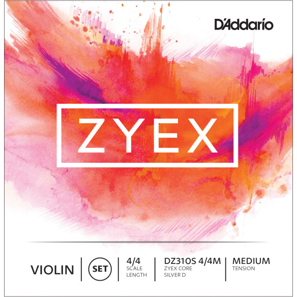 Juego de cuerdas para Violín D´addario Zyex DZ310S 4/4 Medium de tensión media y con la cuerda Re entorchada en plata. Juego de cuerdas para Violín D´addario Zyex DZ310S 4/4 Medium de tensión media y con la cuerda Re entorchada en plata.