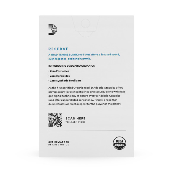 Caja de 10 cañas para Clarinete Sib d'Addario Organic Reserve dureza 2,5 ODCR1025. Caja de 10 cañas para Clarinete Sib d'Addario Organic Reserve dureza 2,5 ODCR1025.