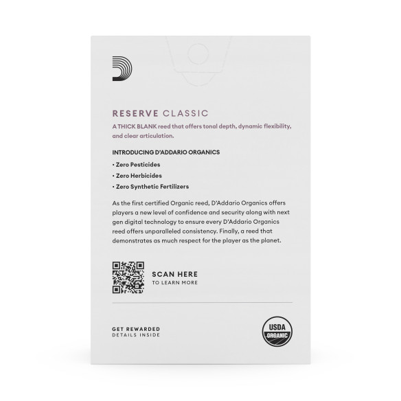Caja de 10 cañas para Clarinete Sib d'Addario Organic Reserve Classic dureza 2.0 ODCT1020. Caja de 10 cañas para Clarinete Sib d'Addario Organic Reserve Classic dureza 2.0 ODCT1020.