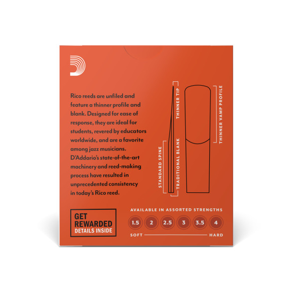 comprar Cañas Saxo Alto D'Addario Rico dureza 2, caja de 10 unidades. comprar Cañas Saxo Alto D'Addario Rico dureza 2, caja de 10 unidades.