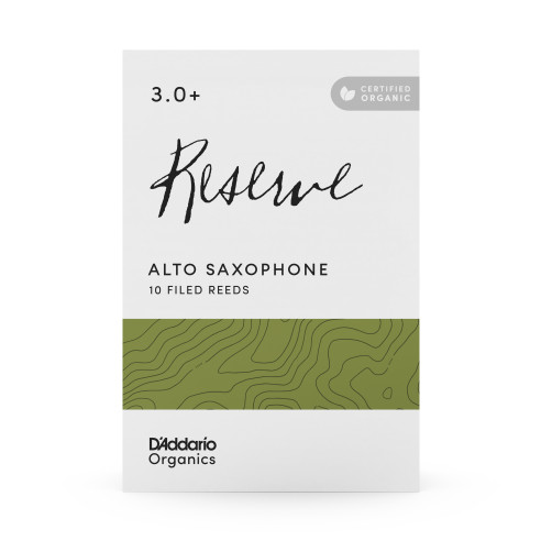 comprar Cañas Saxo Alto D'Addario Organic Reserve dureza 3.0+, caja de 10 cañas orgánicas limadas.