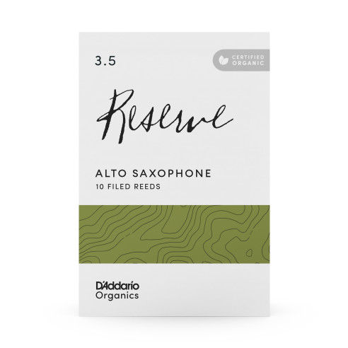 comprar Cañas Saxo Alto D'Addario Organic Reserve dureza 3.5, caja de 10 cañas orgánicas limadas.